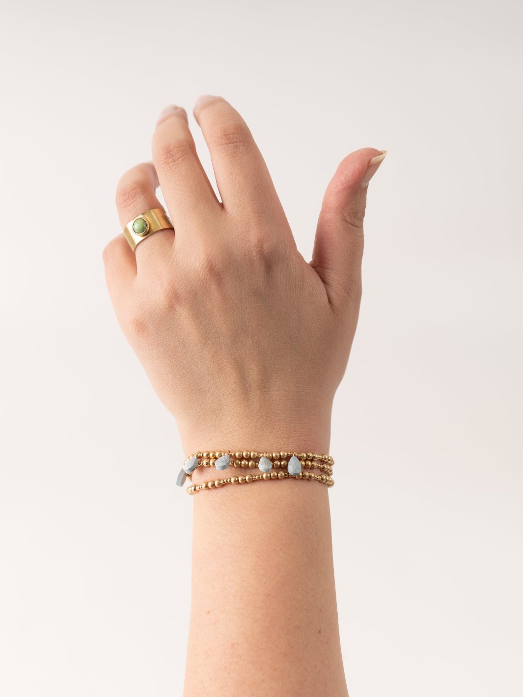Howlite & Gold Metal Wrap Bracelet - Heyday