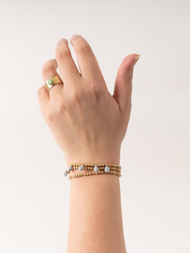 Howlite & Gold Metal Wrap Bracelet - Heyday