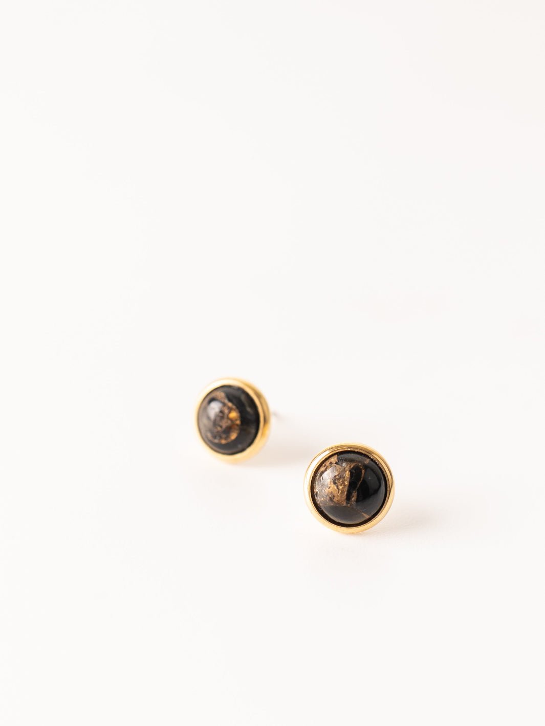 Hyalite Obsidian Gold Stud Earrings - Heyday