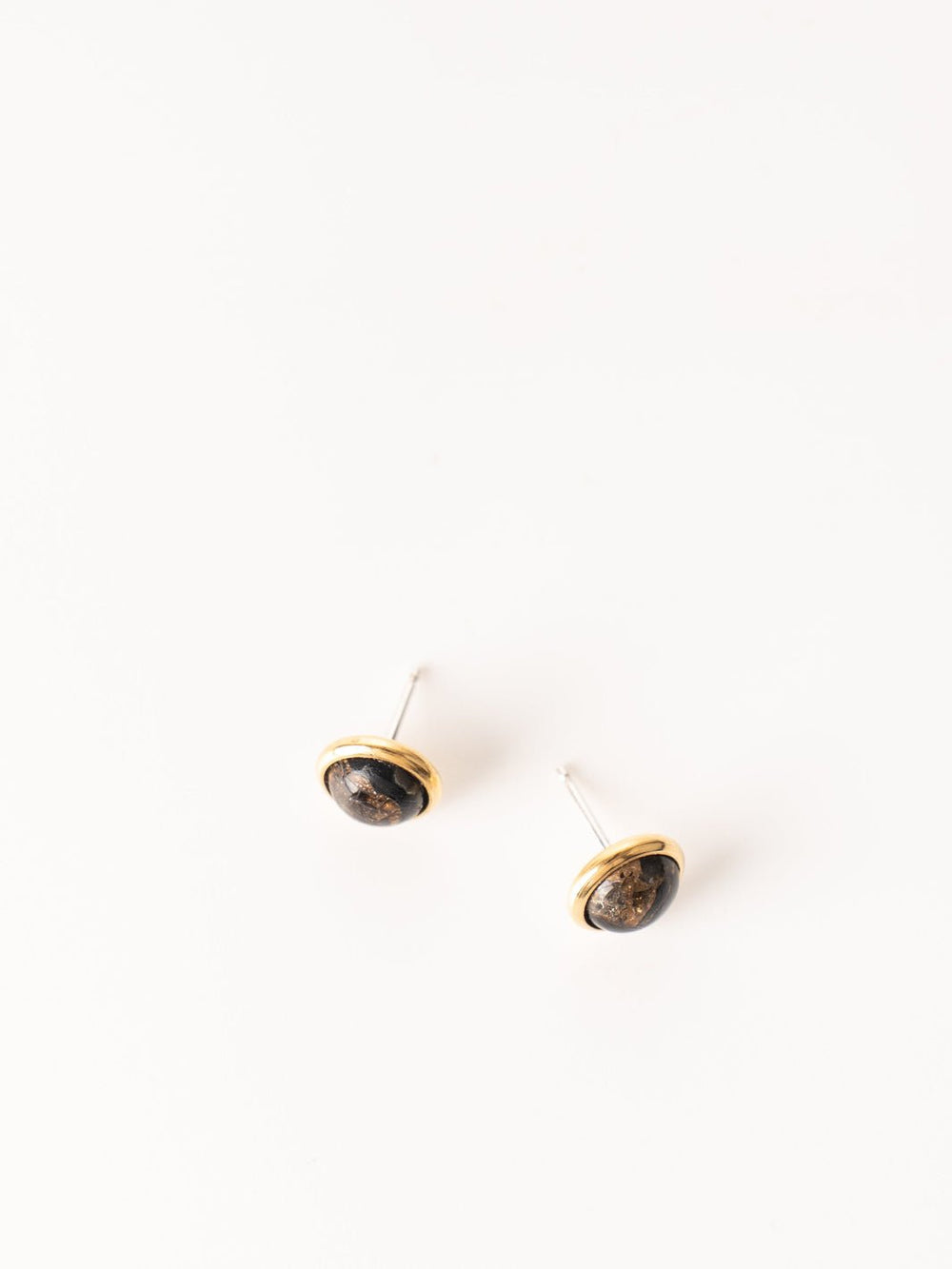 Hyalite Obsidian Gold Stud Earrings - Heyday