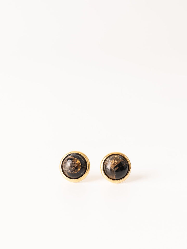 Hyalite Obsidian Gold Stud Earrings - Heyday