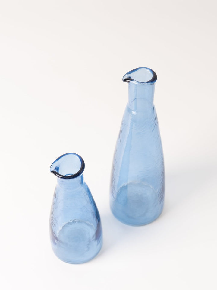 Indigo Hammered Glass Carafe - Heyday