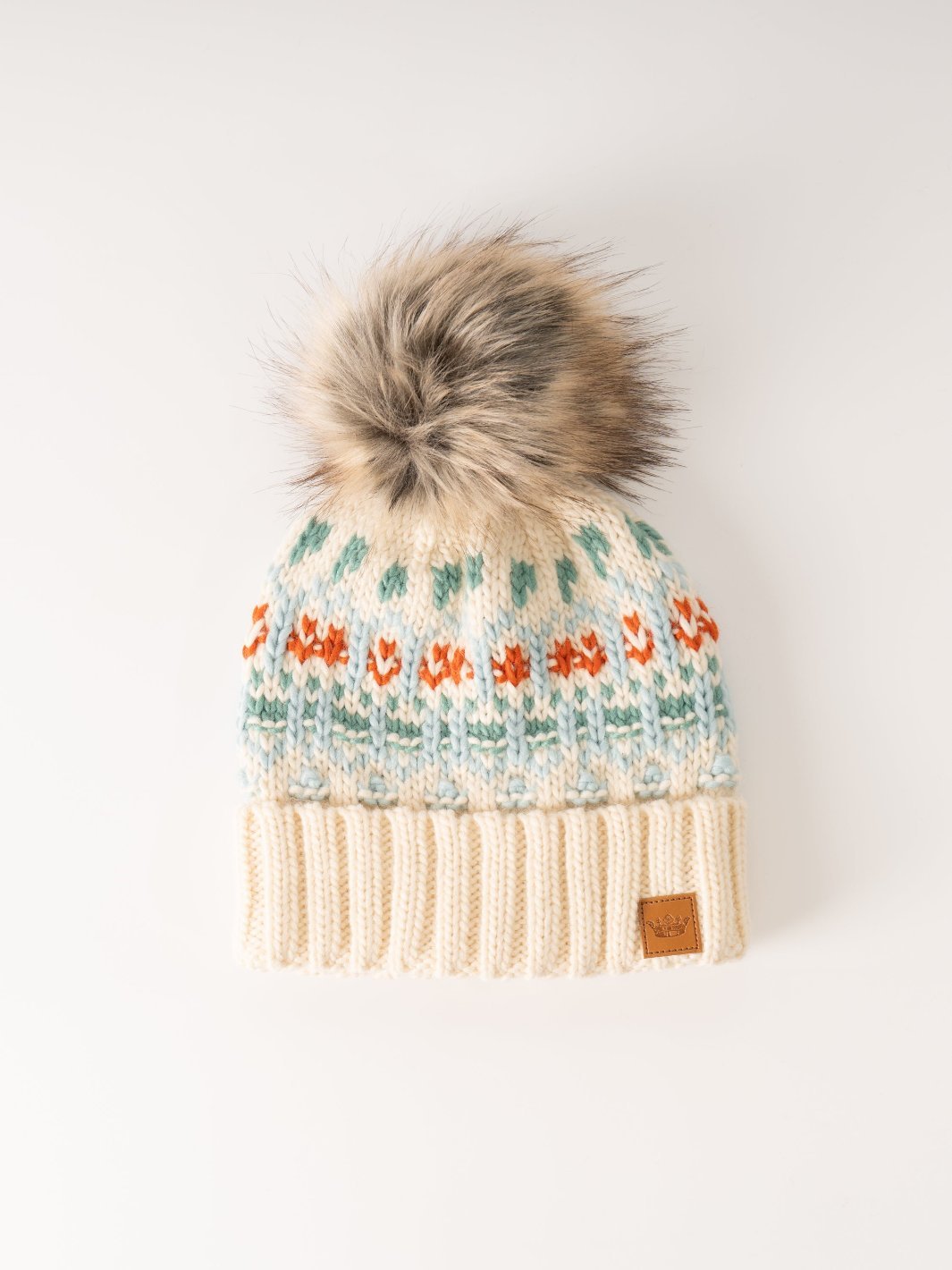 Ivory Fair Isle Lined Beanie - Heyday