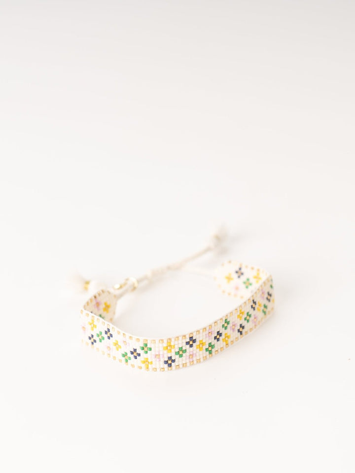 Ivory Gabby Floral Adjustable Bracelet - Heyday