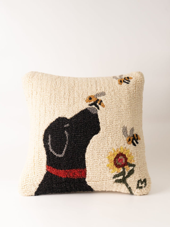 Large Labrador and Bee Wool Hook Pillow - Heyday