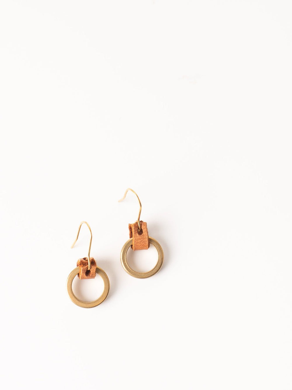 Leather Brass Simplicity Earrings - Heyday
