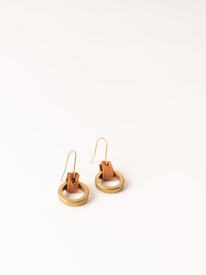 Leather Brass Simplicity Earrings - Heyday