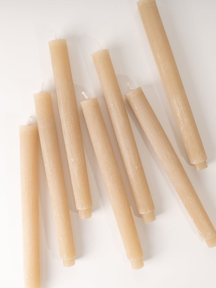 Light Brown Pleated Taper Candle - Heyday