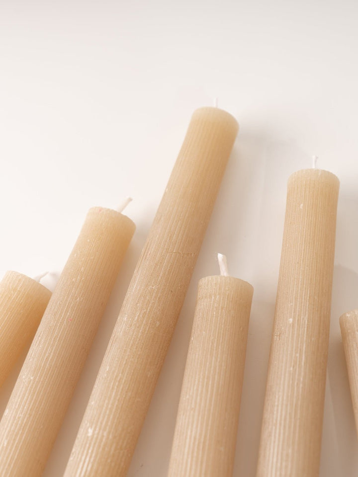 Light Brown Pleated Taper Candle - Heyday