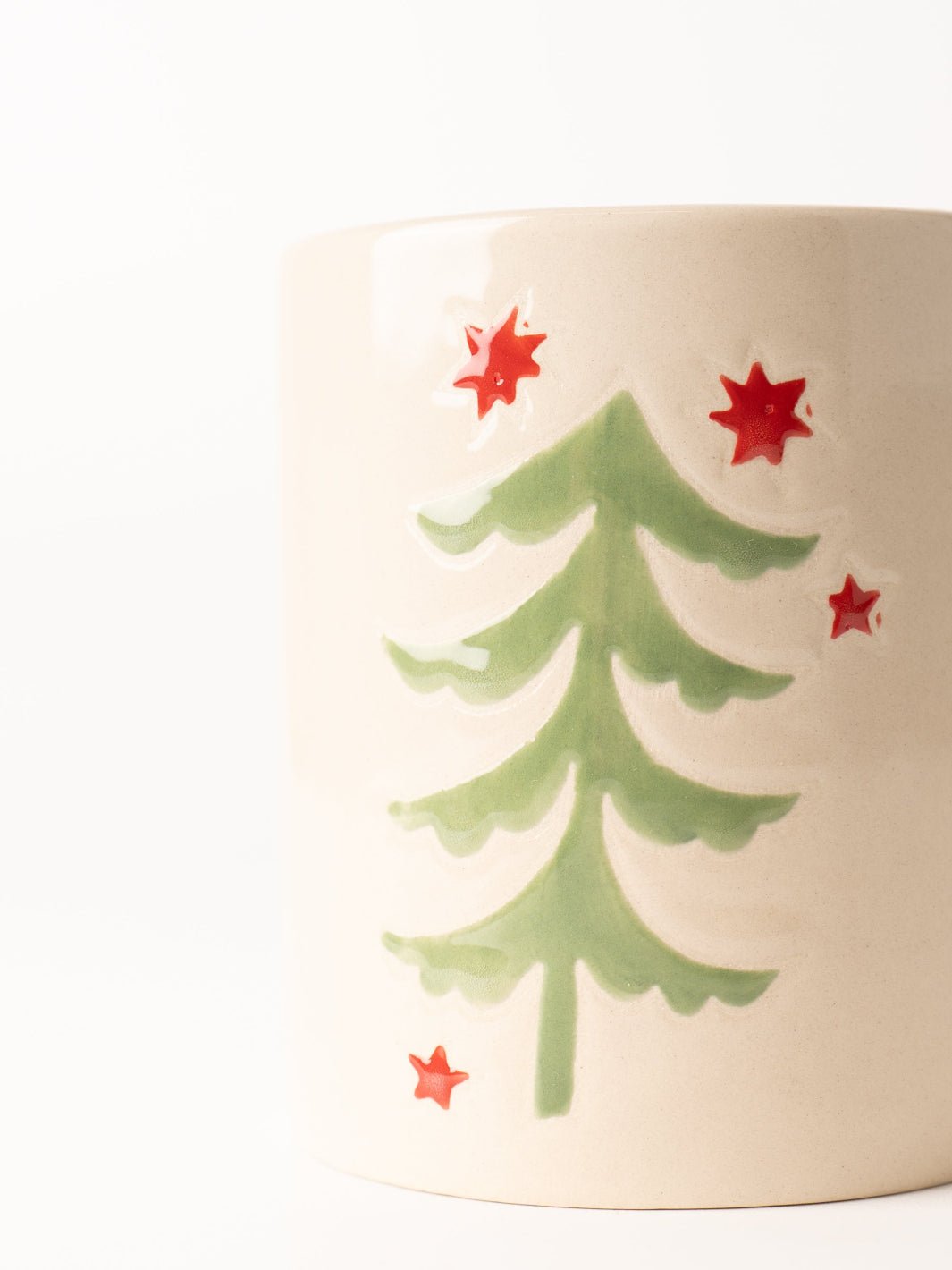 Light Green Tree + Red Stars Stoneware Mug - Heyday