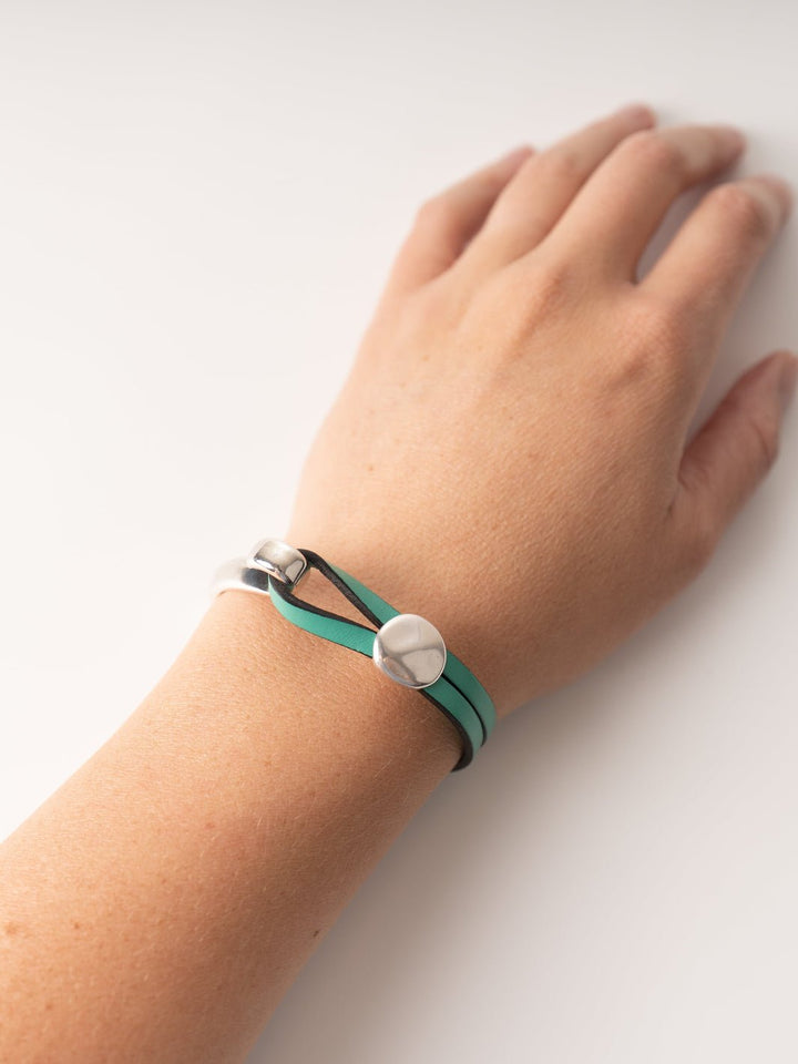 Light Turquoise Hammered Round Cuff Bracelet - Heyday