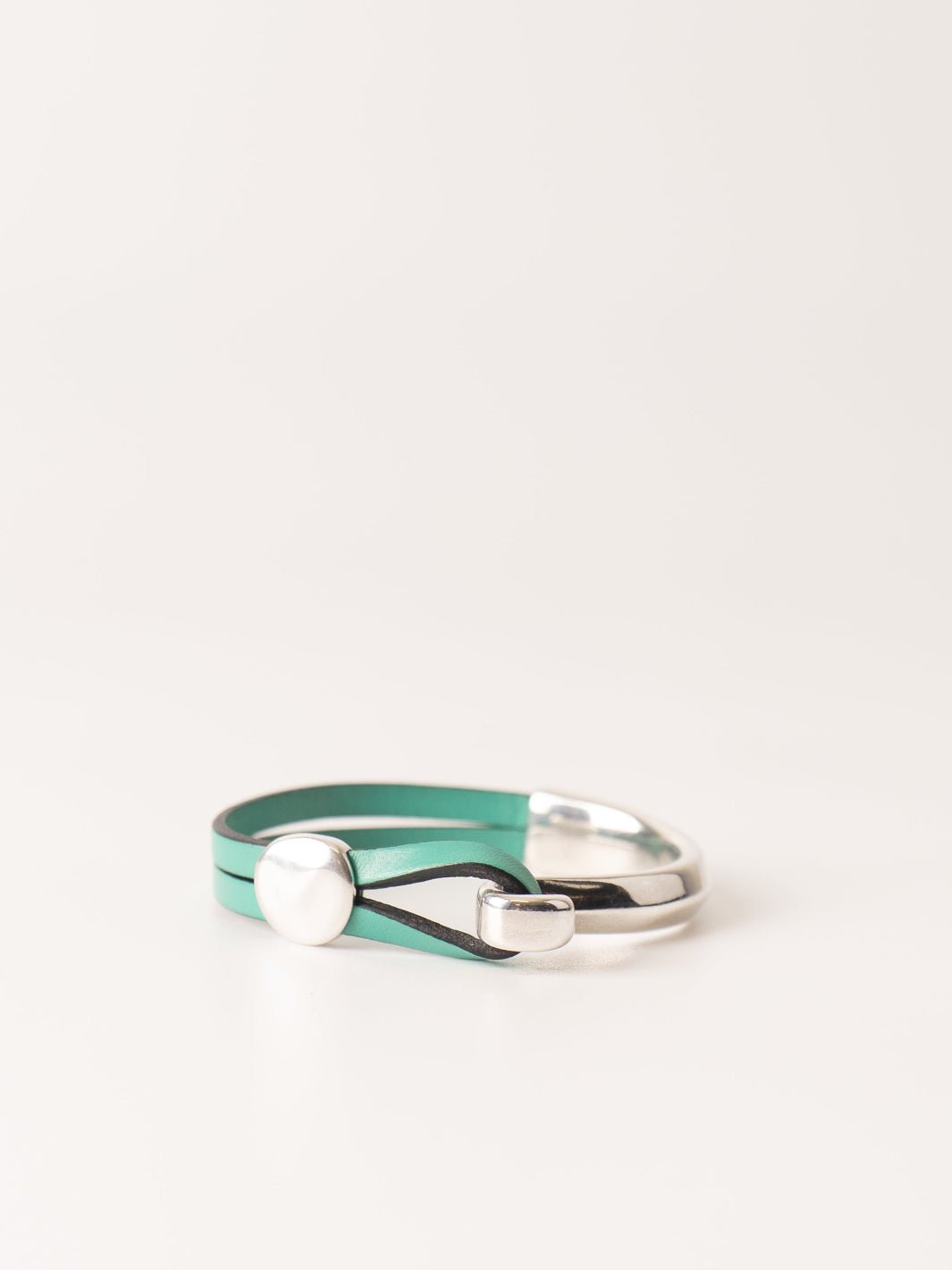 Light Turquoise Hammered Round Cuff Bracelet - Heyday