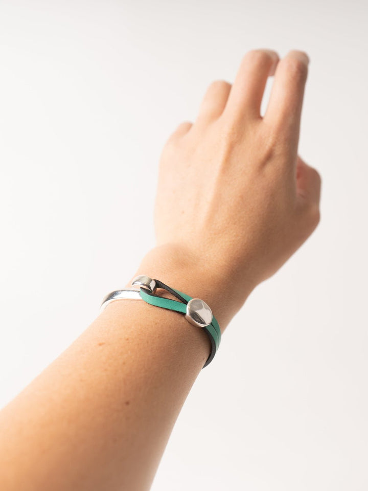 Light Turquoise Hammered Round Cuff Bracelet - Heyday