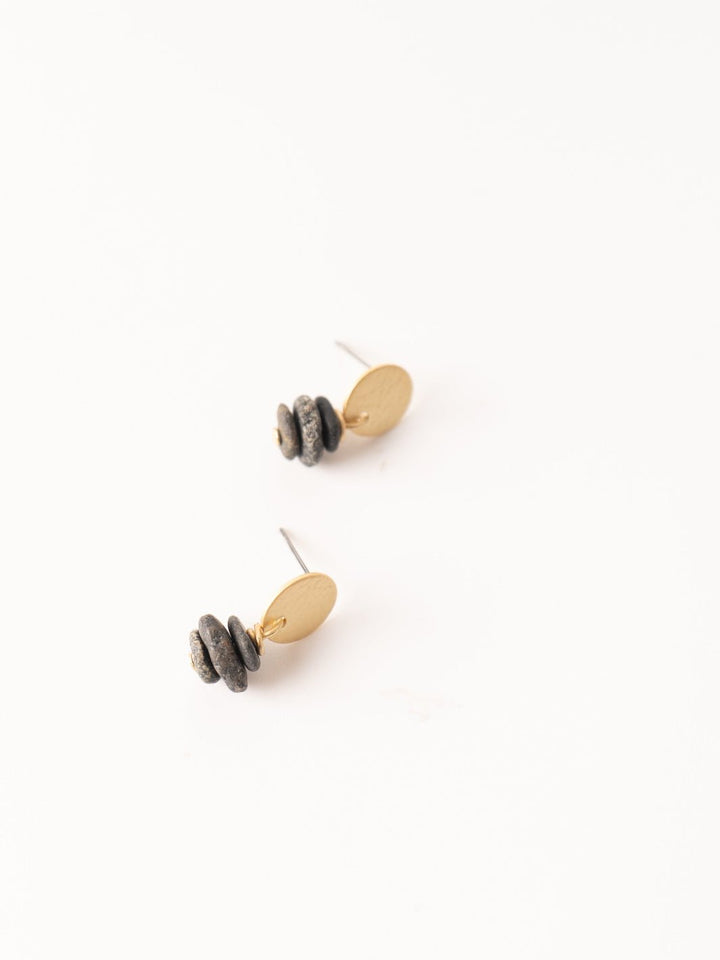 Matte Gold Pebble Stack Earrings - Heyday