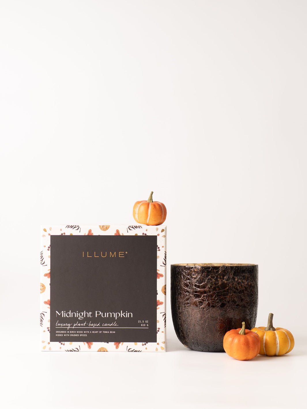 Midnight Pumpkin Large Crackle Glass Candle - Heyday