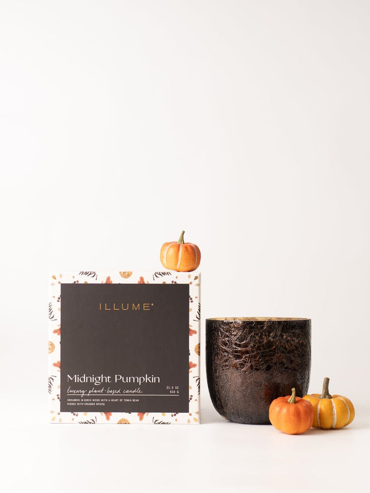 Midnight Pumpkin Large Crackle Glass Candle - Heyday