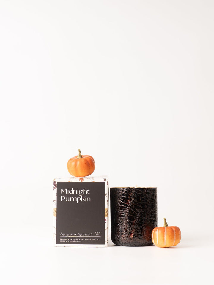 Midnight Pumpkin Small Crackle Glass Candle - Heyday
