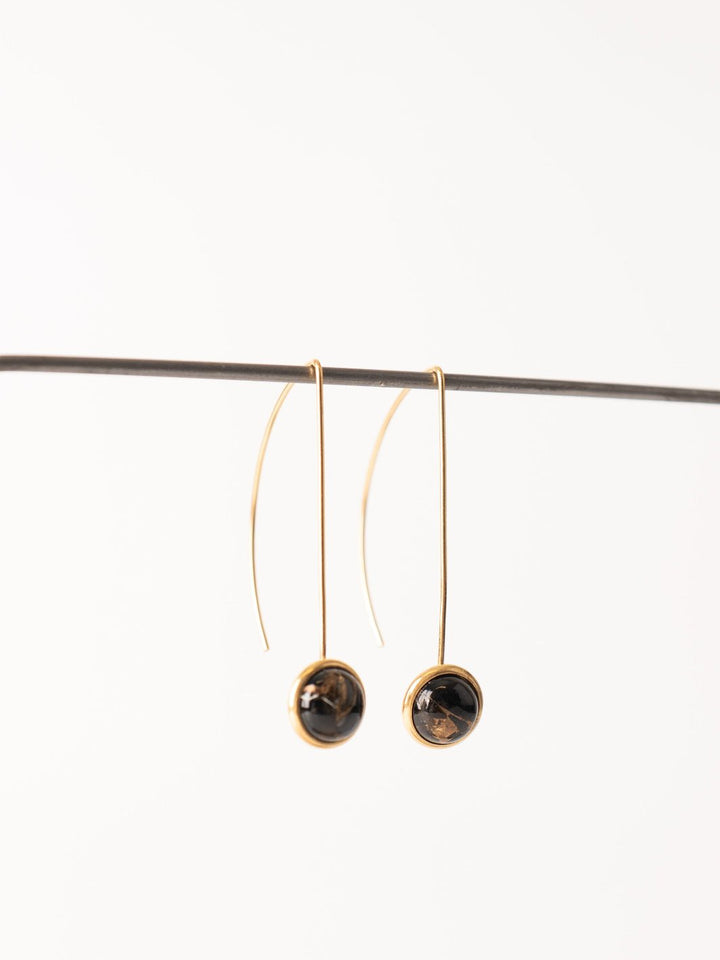 Mini Anther Gold Obsidian Earrings - Heyday