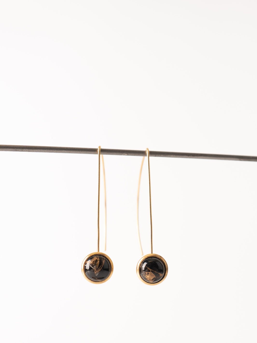 Mini Anther Gold Obsidian Earrings - Heyday
