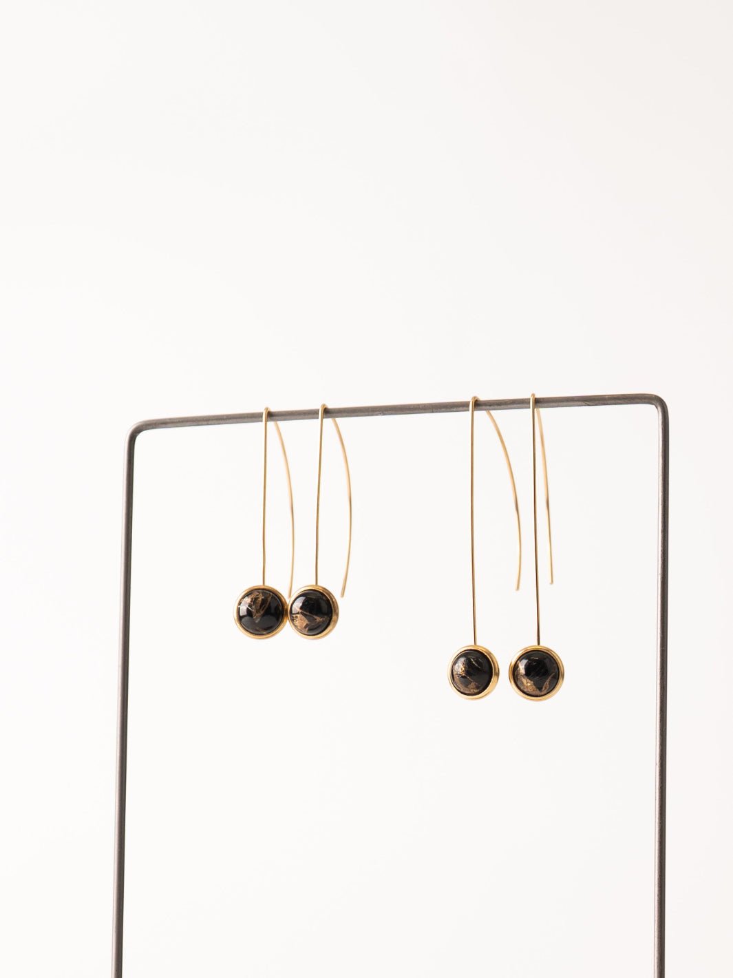 Mini Anther Gold Obsidian Earrings - Heyday