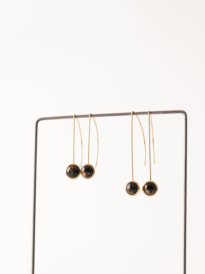 Mini Anther Gold Obsidian Earrings - Heyday