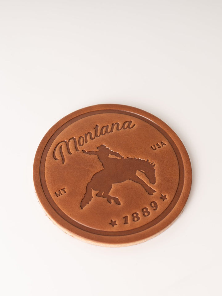 Montana Bronco Leather Coaster - Heyday