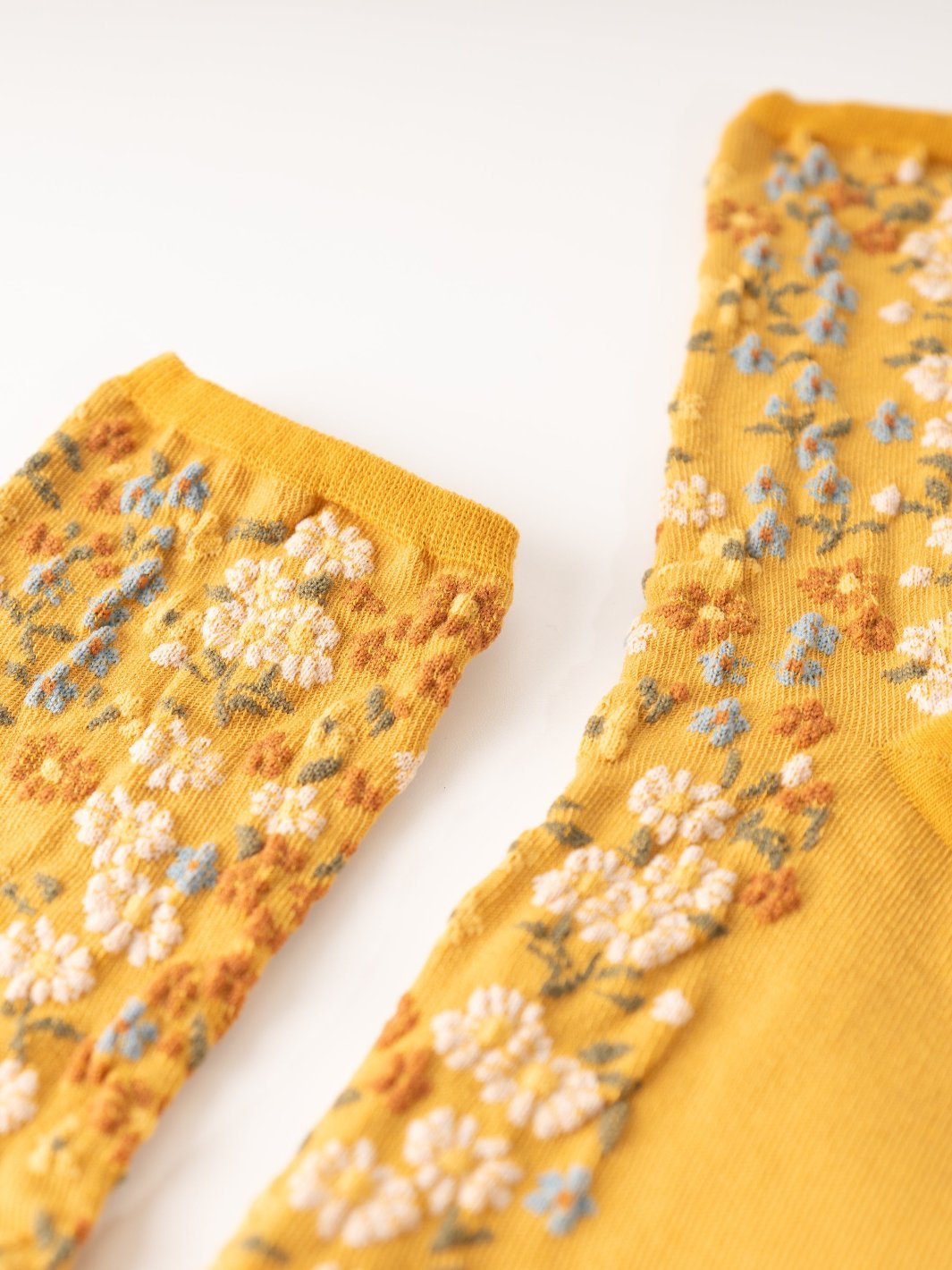 Mustard Romantic Floral Socks - Heyday