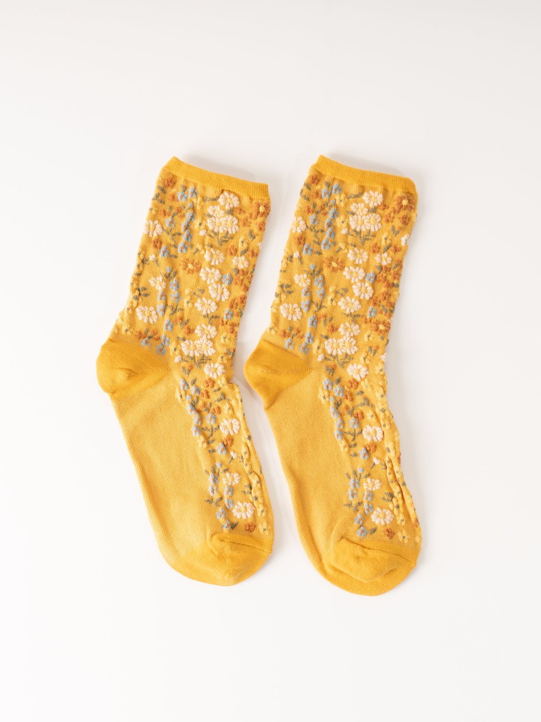 Mustard Romantic Floral Socks - Heyday