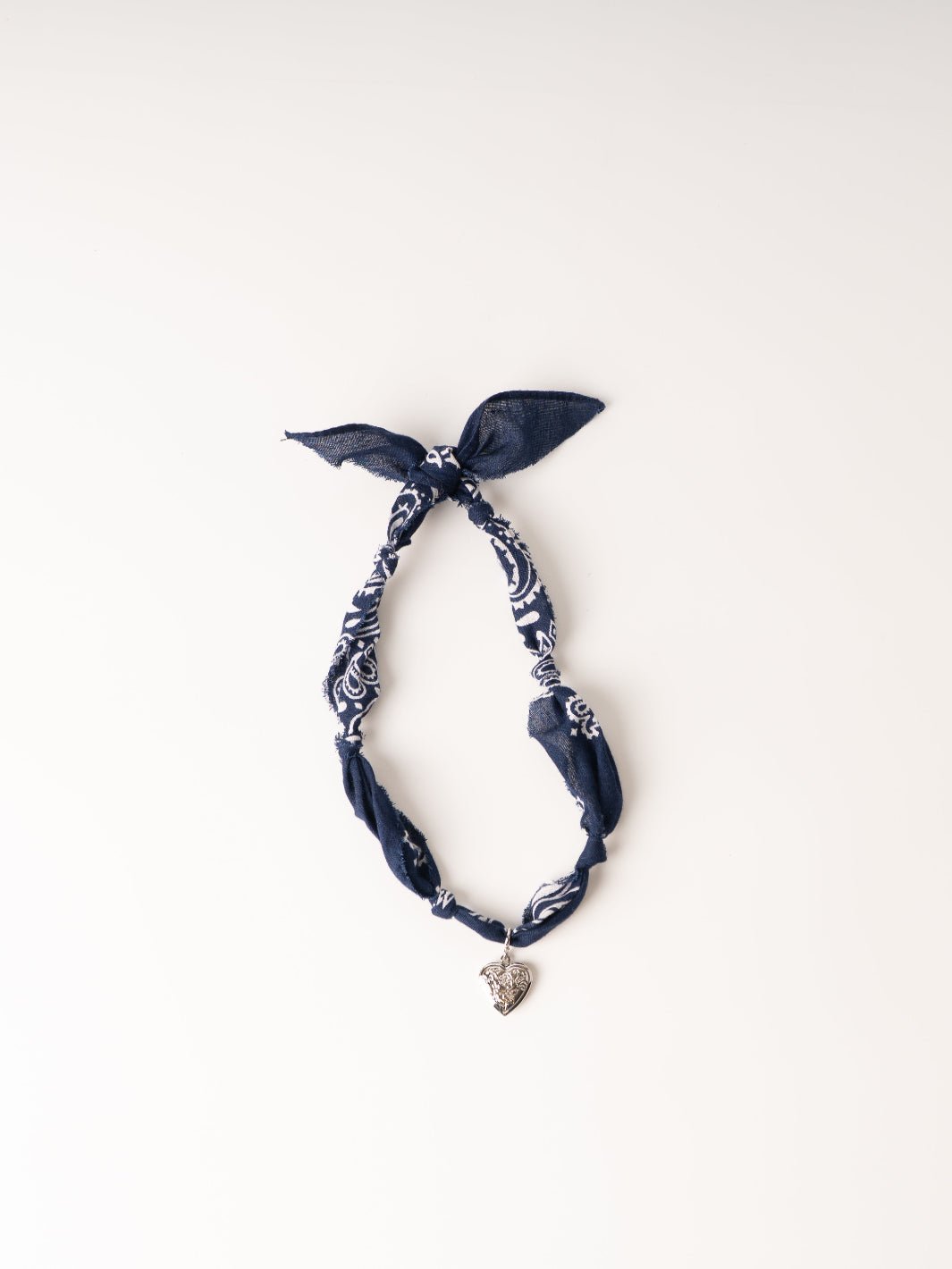 Navy Silver Heart Bandana Necklace - Heyday