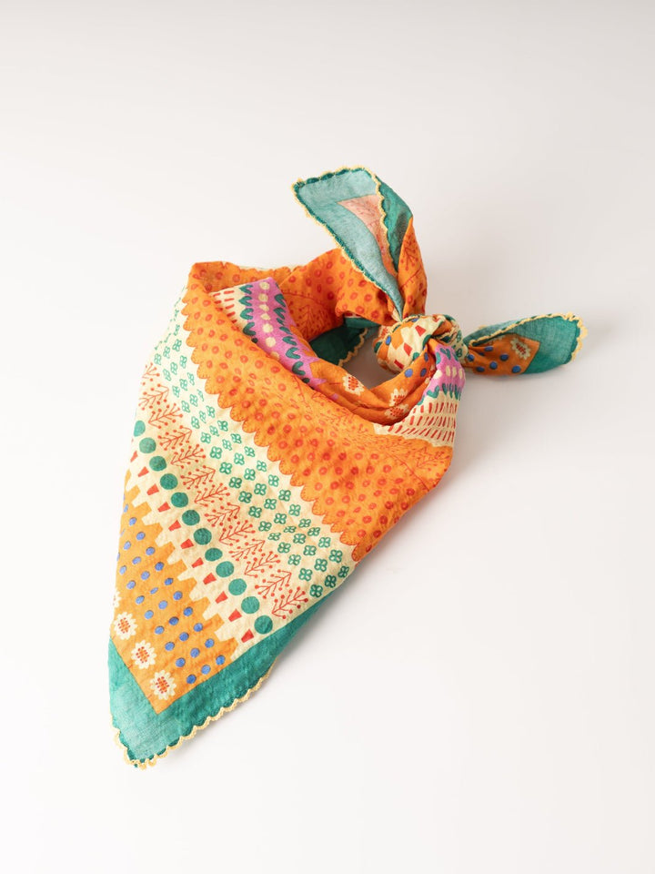 Orange and Green Patterned Bandana - Heyday