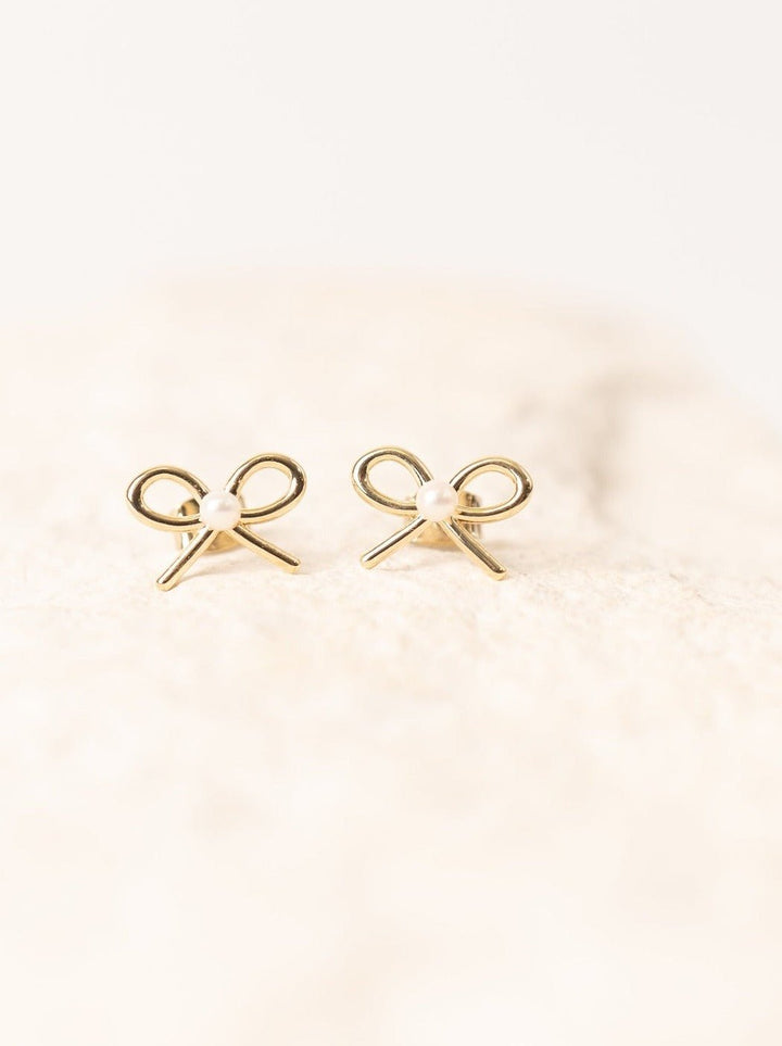 Pearl Bow Stud Earrings - Heyday