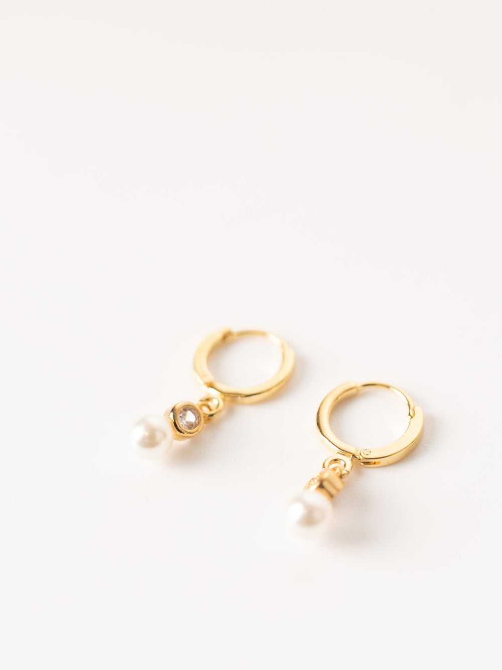 Pearl with Crystal Huggie Hoop Earrings - Heyday