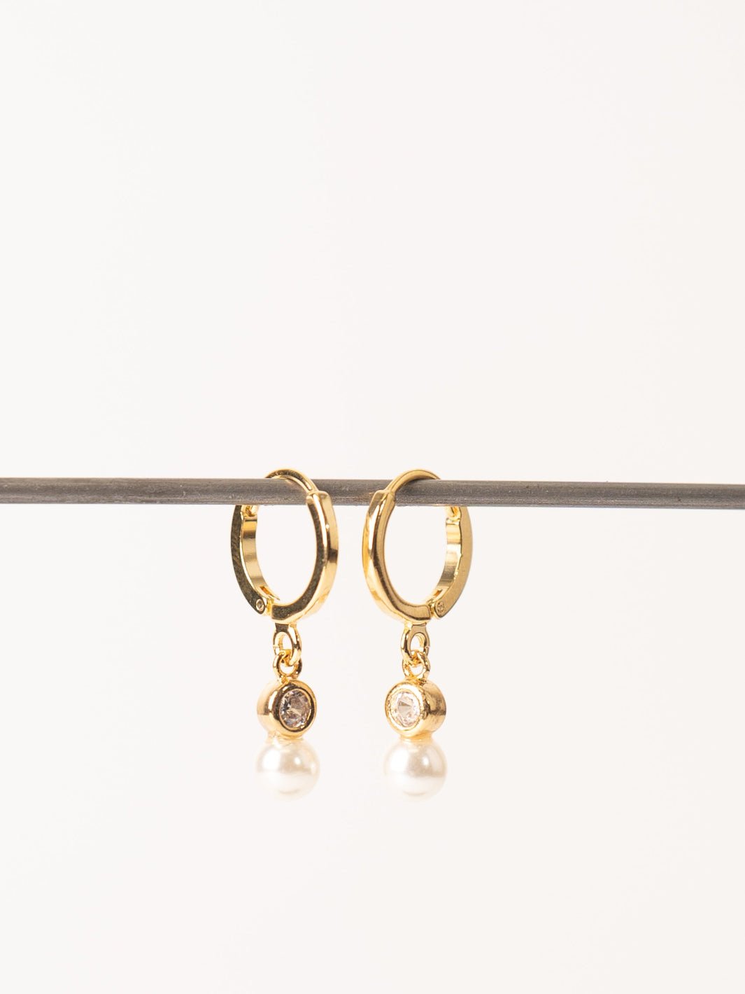 Pearl with Crystal Huggie Hoop Earrings - Heyday