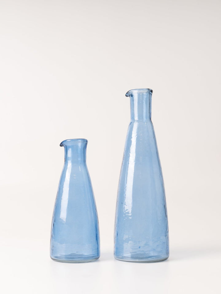 Personal Indigo Hammered Glass Carafe - Heyday