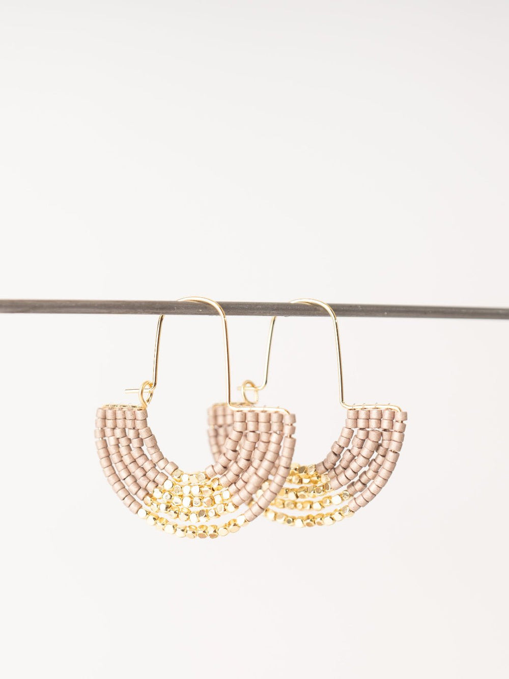 Pewter & Gold U Hoop Bead Earring - Heyday