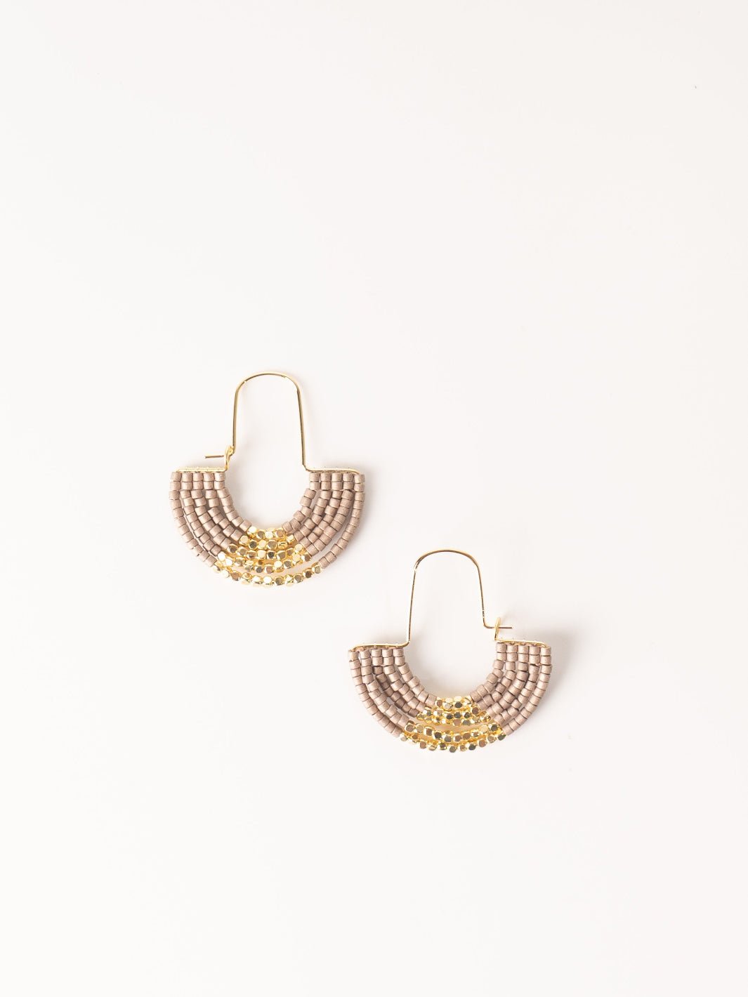 Pewter & Gold U Hoop Bead Earring - Heyday