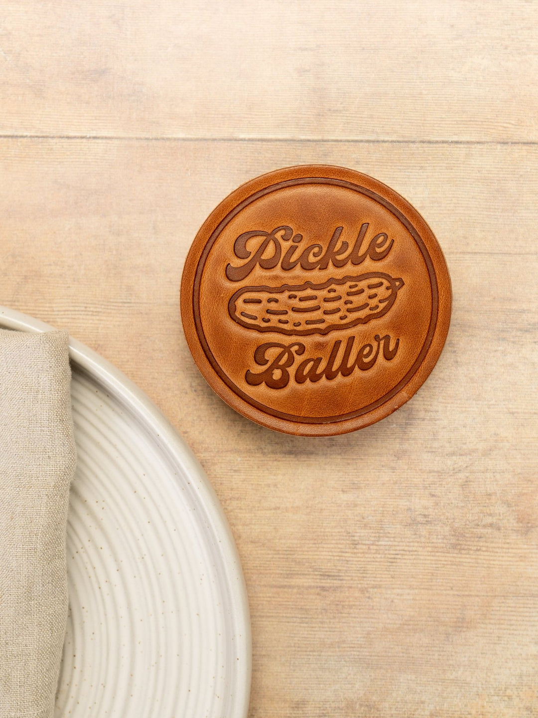 Pickle Baller Leather Coaster - Heyday