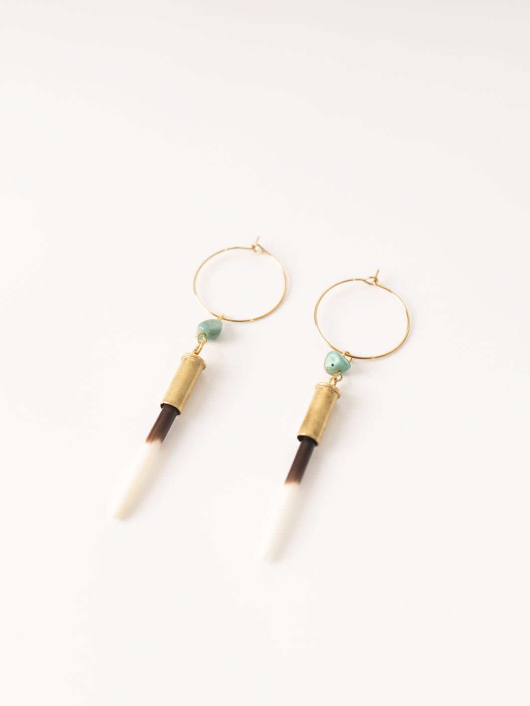 Quill + Turquoise Hoop Earrings - Heyday