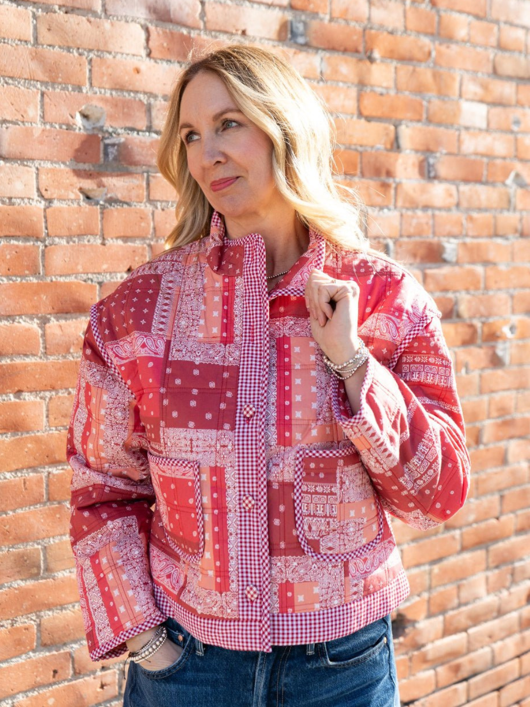 Red Cropped Bandana Jacket - Heyday