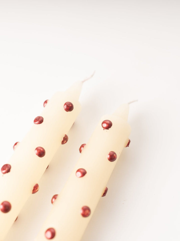 Red Dots Taper Candle - Heyday