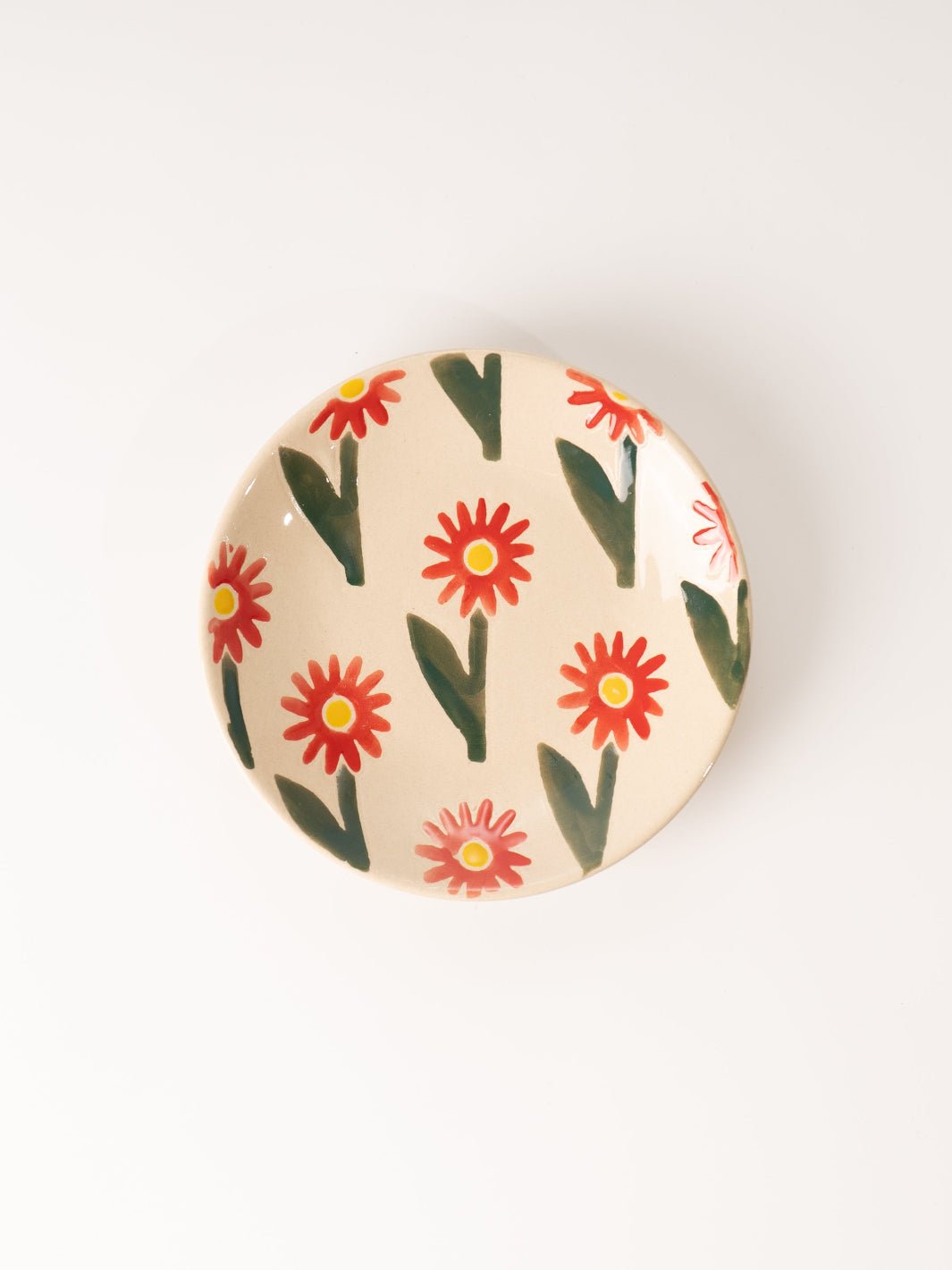 Red Flower Stoneware Plate - Heyday