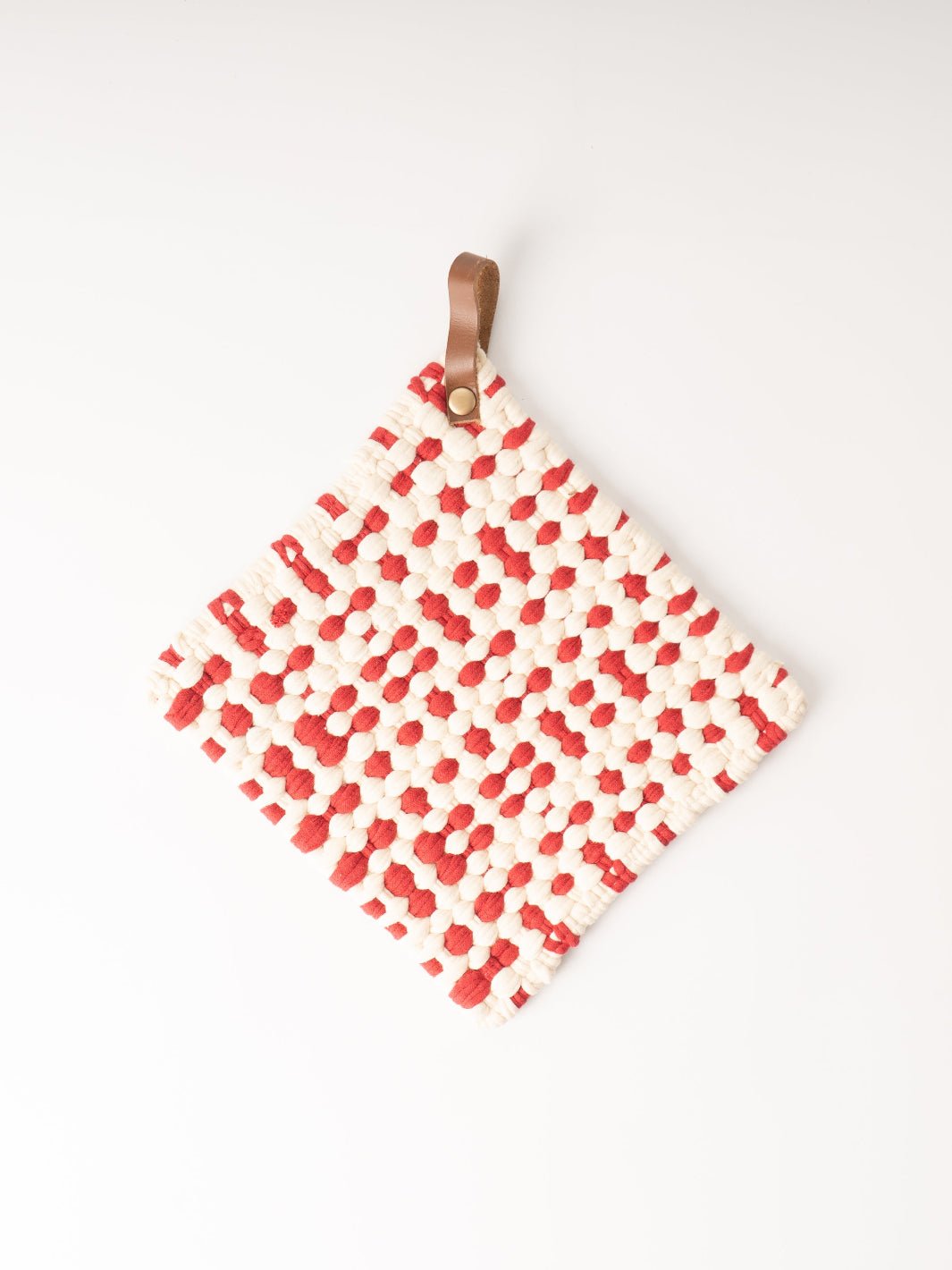 Red + White Crocheted Pot Holder - Heyday
