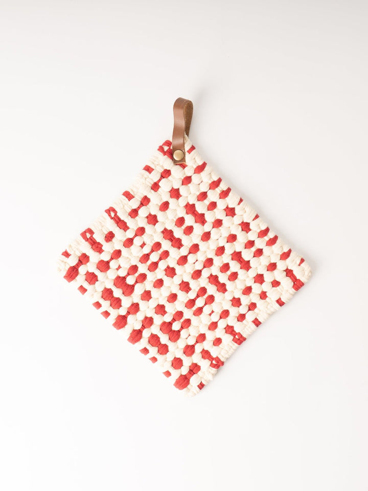 Red + White Crocheted Pot Holder - Heyday