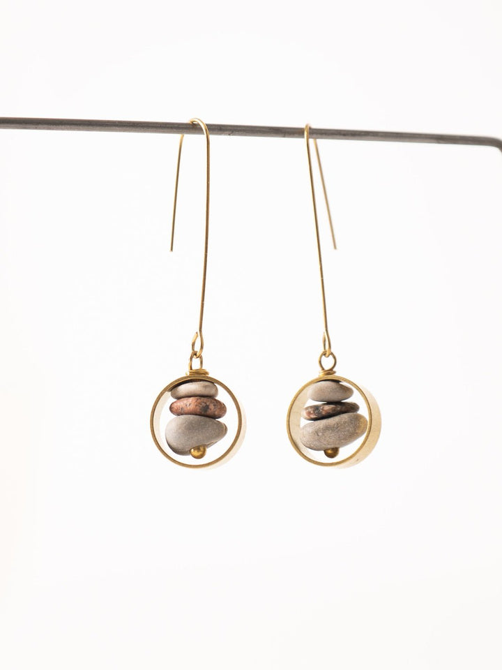 River Rock Drop Brass Earrings - Heyday