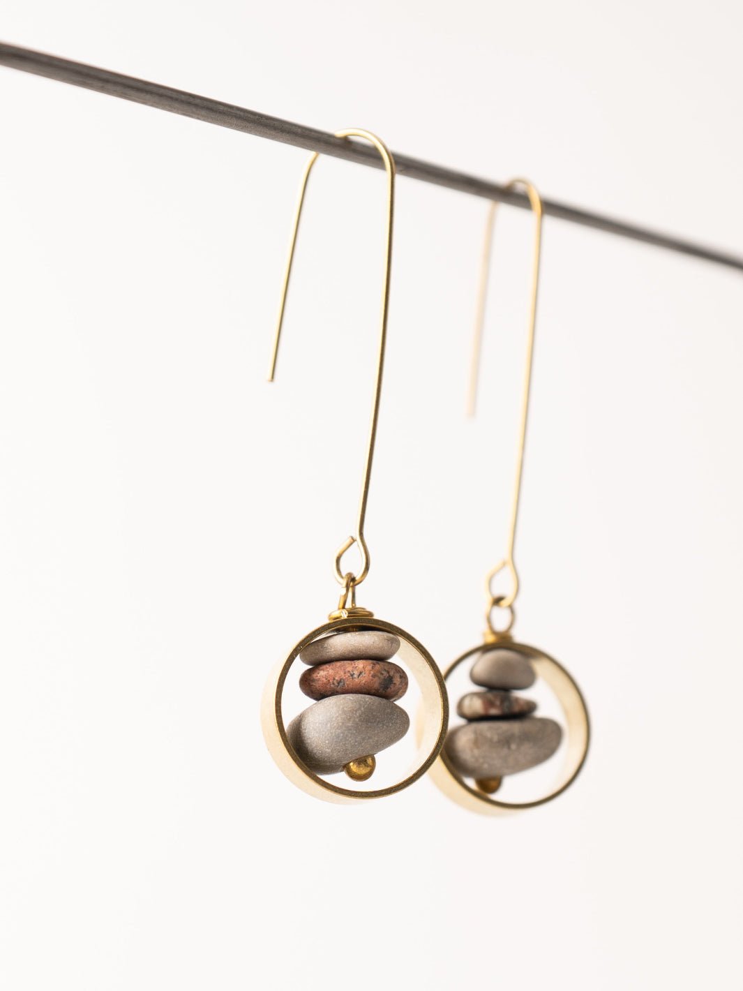 River Rock Drop Brass Earrings - Heyday