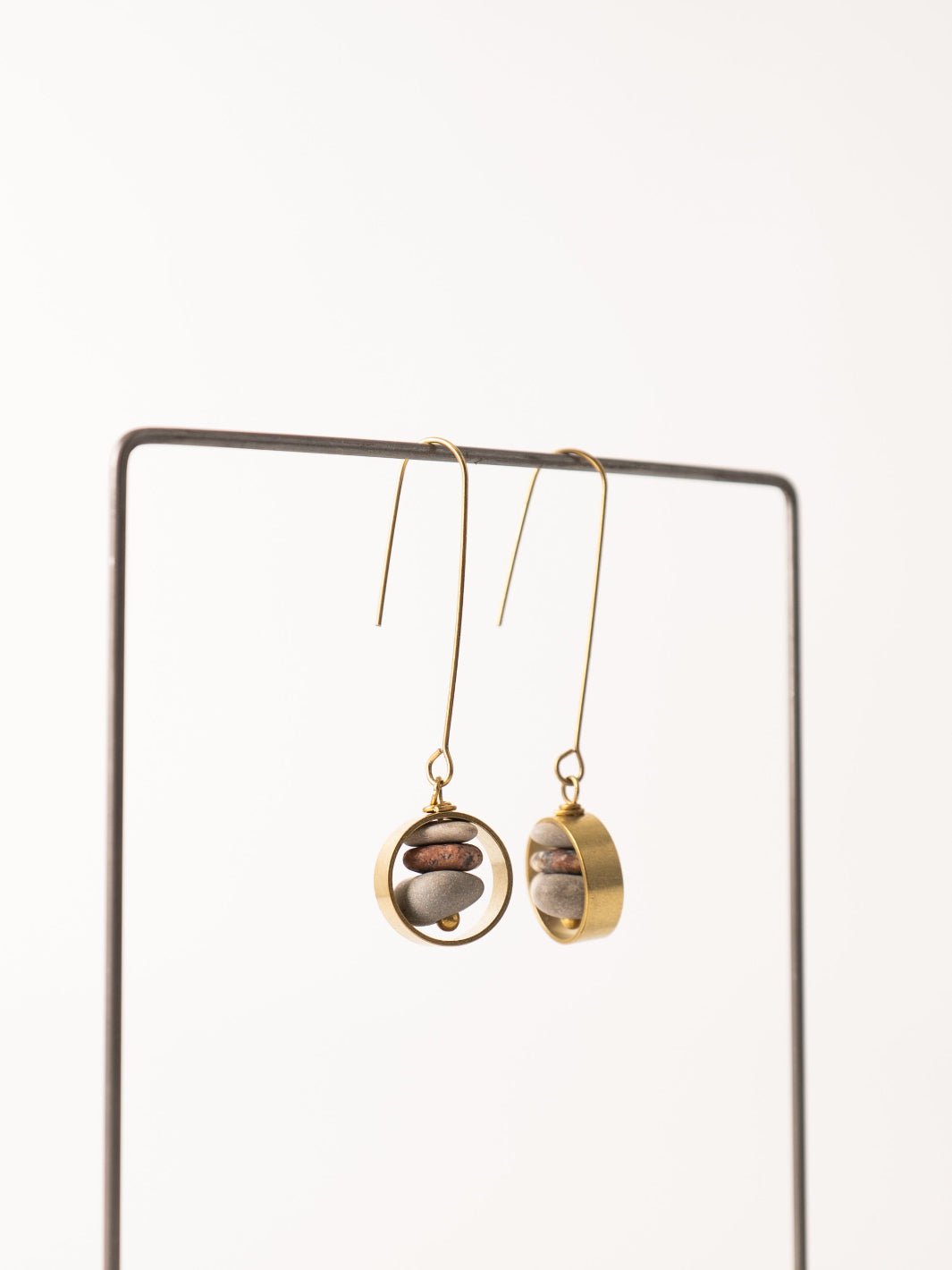 River Rock Drop Brass Earrings - Heyday