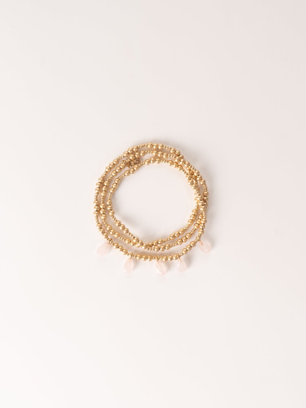 Rose Quartz Gold Metal Wrap Bracelet - Heyday