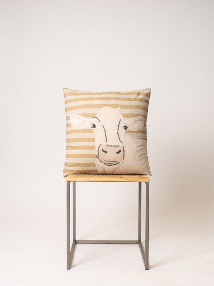 Rustic Embroidery Cow Pillow - Heyday