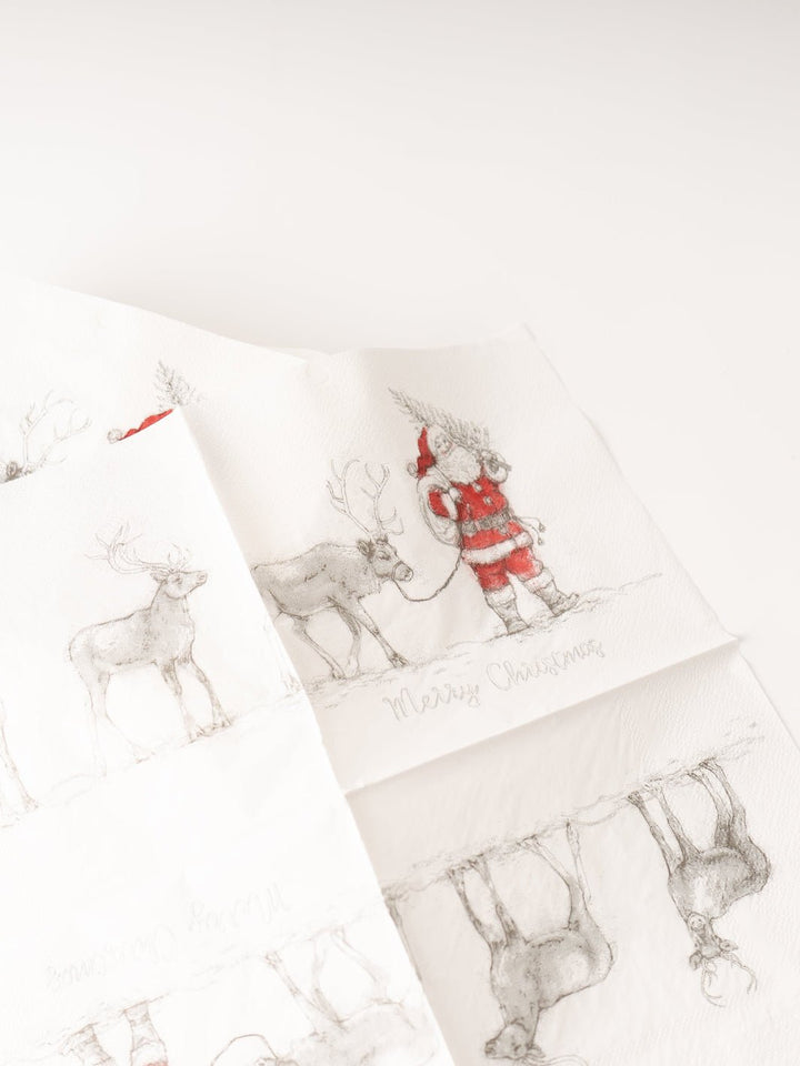 Santa + Reindeer Dinner Napkins - Heyday