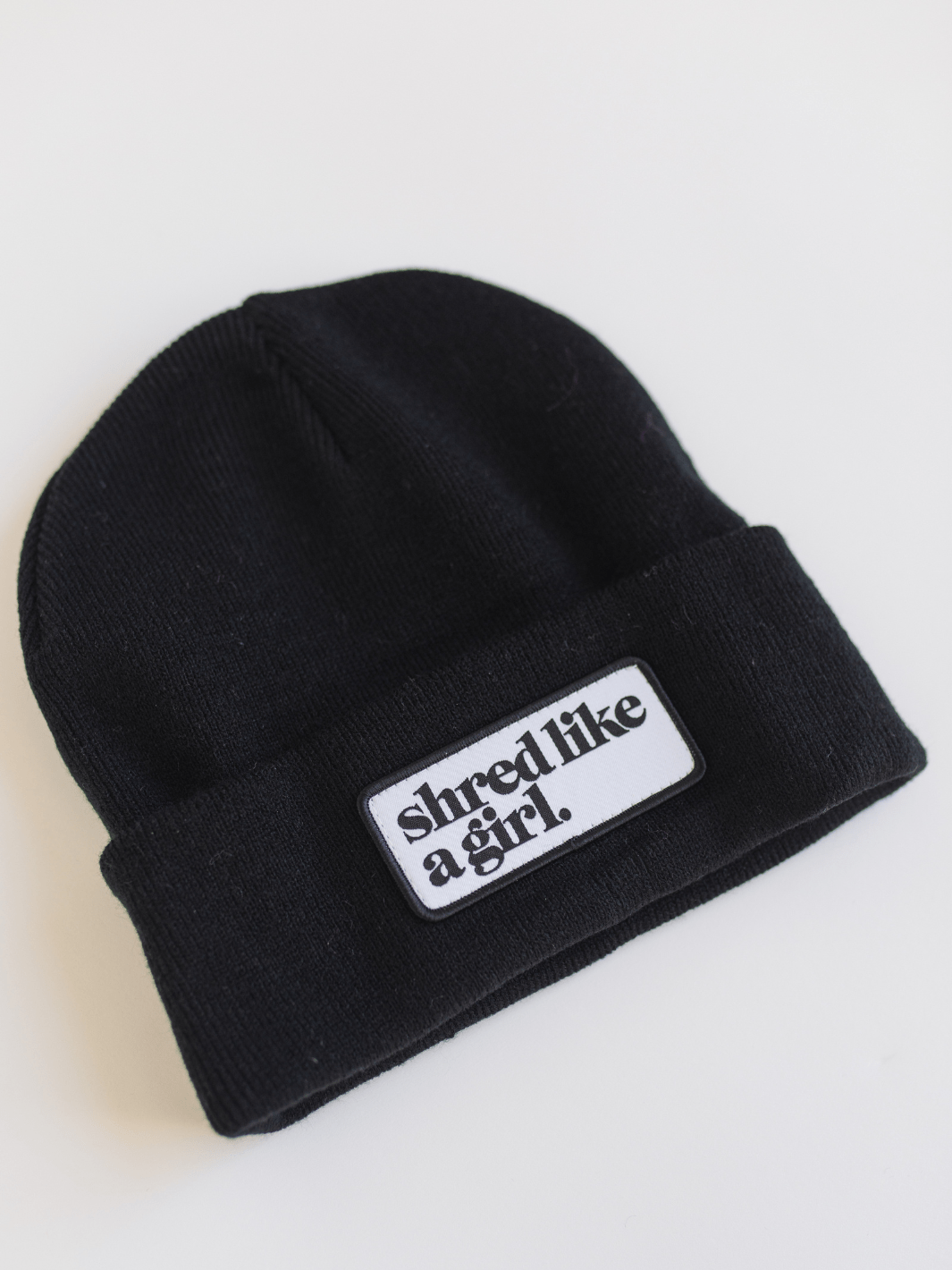 Shred Like a Girl Black Merrowed Raised Patch Beanie - Heyday